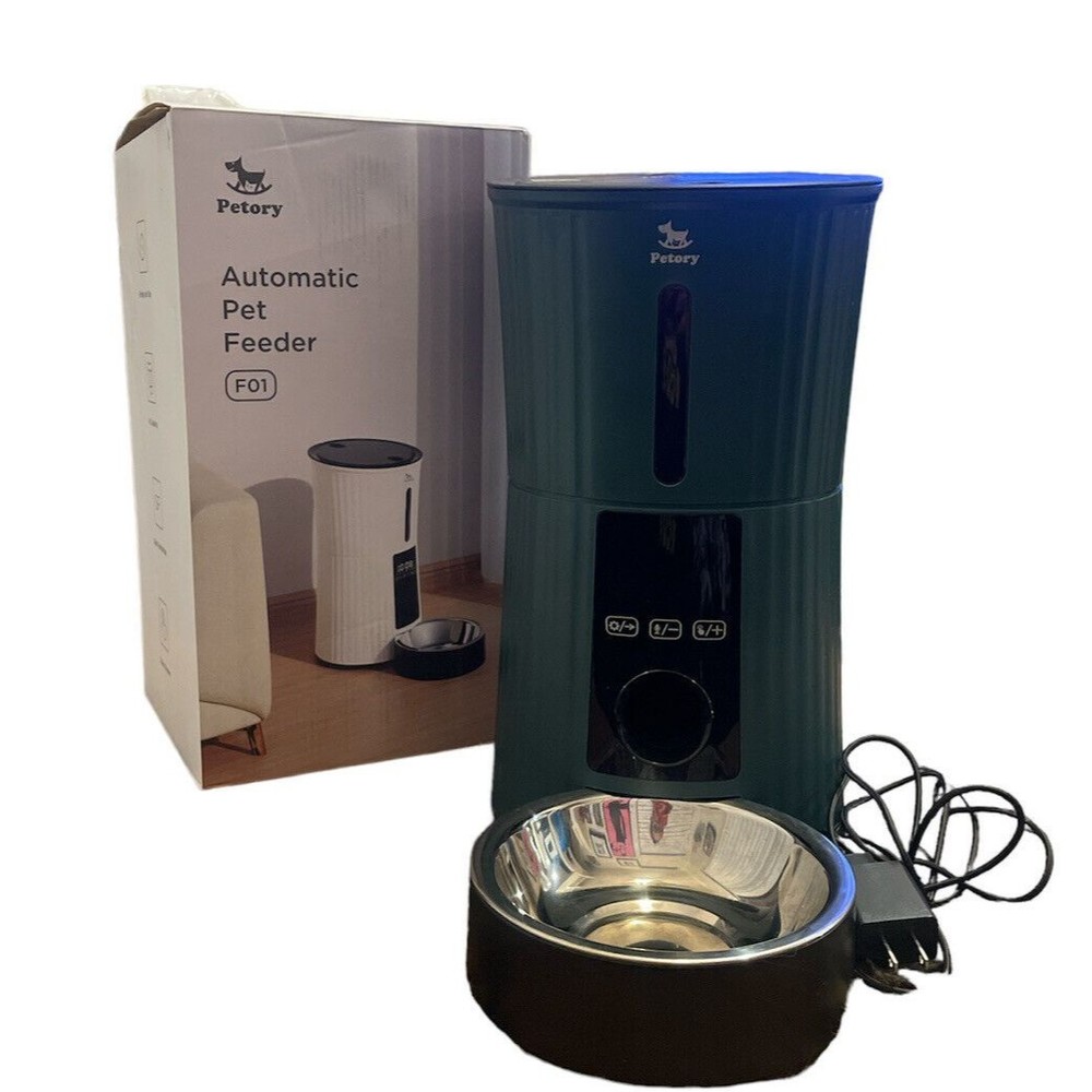 Petory Green Touch Screen Slow Feed Mode Automatic Pet Feeder Timed Feed